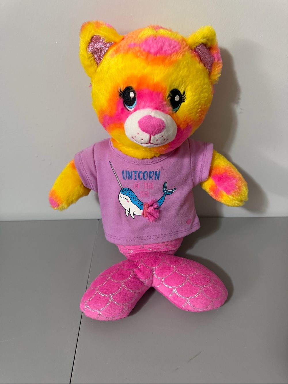 Build-A-Bear Enchanted Mer-Cat Plush Bear Narwhal Shirt 2021